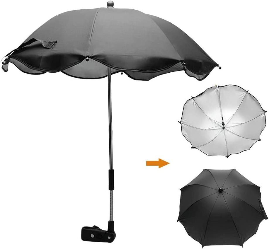 Outdoor Manual Open Clamp-on Shade Clip Umbrella For Baby Stroller Portable Compact Chair Umbrella