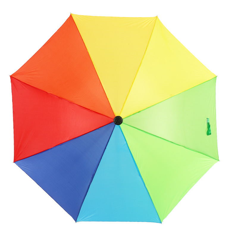 New Rainbow Color Walking Stick Elderly Umbrella Multi-function Outdoor Mountaineering Automatic Umbrella