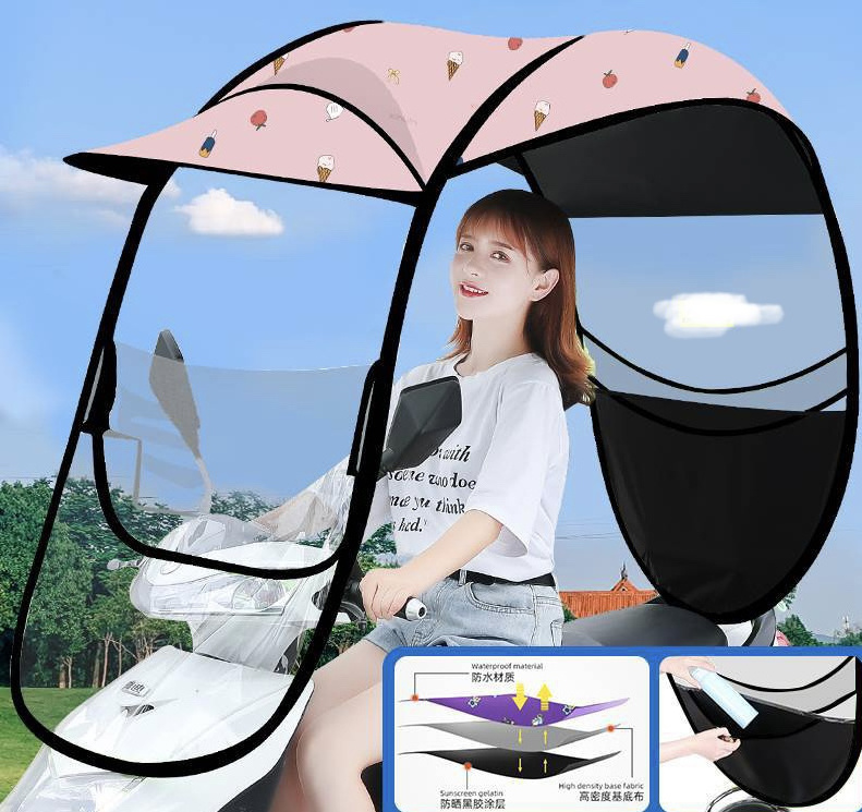 Motorcycle umbrella window design sunscreen rain canopy