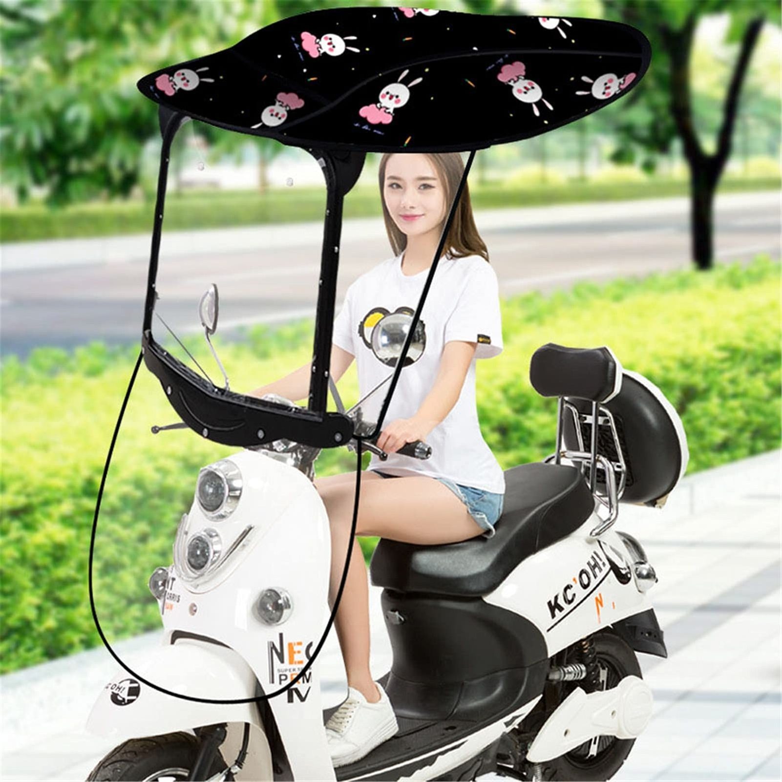 Waterproof Electric Motorcycle Umbrella Canopy Mobility Sun Shade Rain Cover