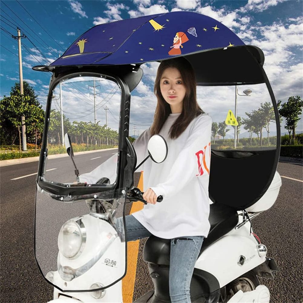 Enclosed Bracket Rain Cover Electric Motorcycle Umbrella Canopy Awning