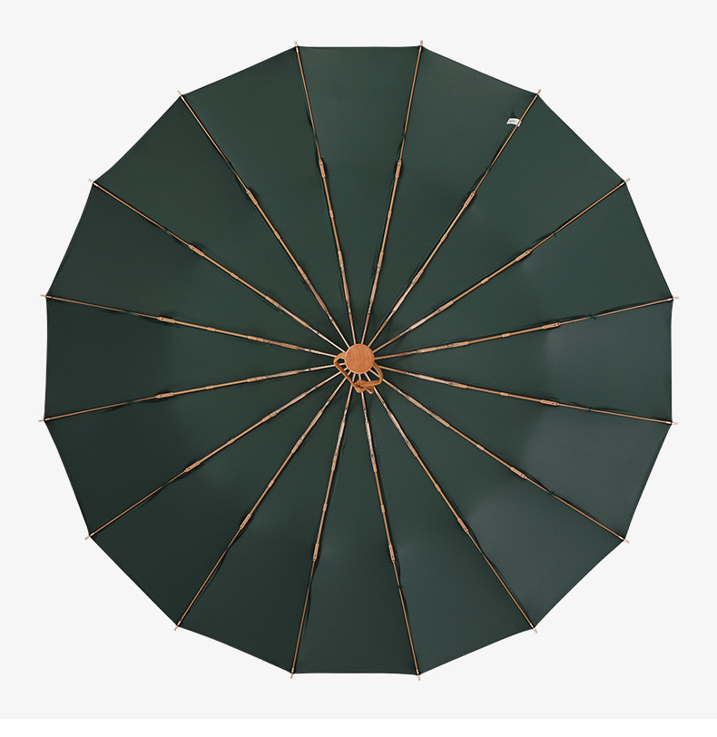 Silver titanium 16 ribs folding umbrella Fully automatic Windproof Women Slap-up umbrella with golden and color coated