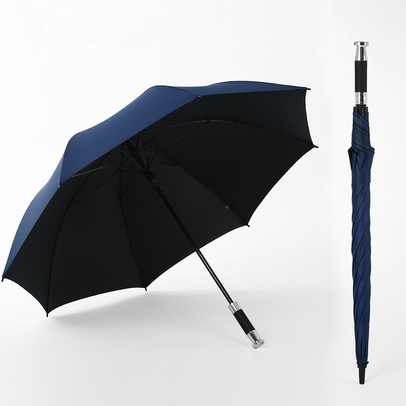 2023 New Arrival 27inch Auto Open Black and Gold Straight Golf Brand Slap-up Golf Umbrella With Wood Handle