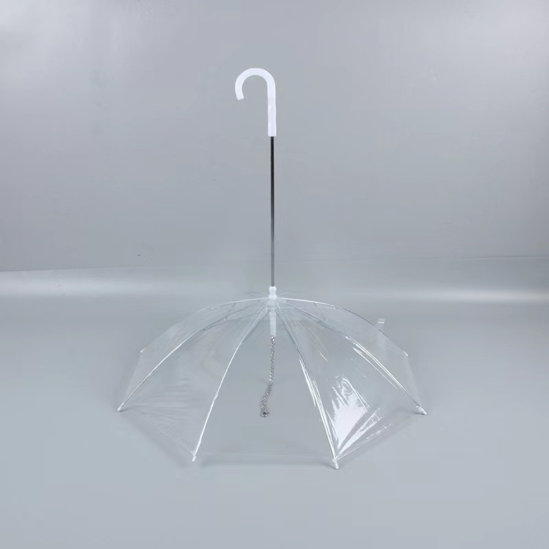 New high quality foldable waterproof white transparent pet dog plastic umbrellas for 8ribs