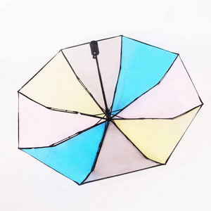 Wholesale Custom LOGO Automatic Umbrellas Parasol Clear Sunny Rainy Umbrella For Women Transparent 3 Folding Umbrella