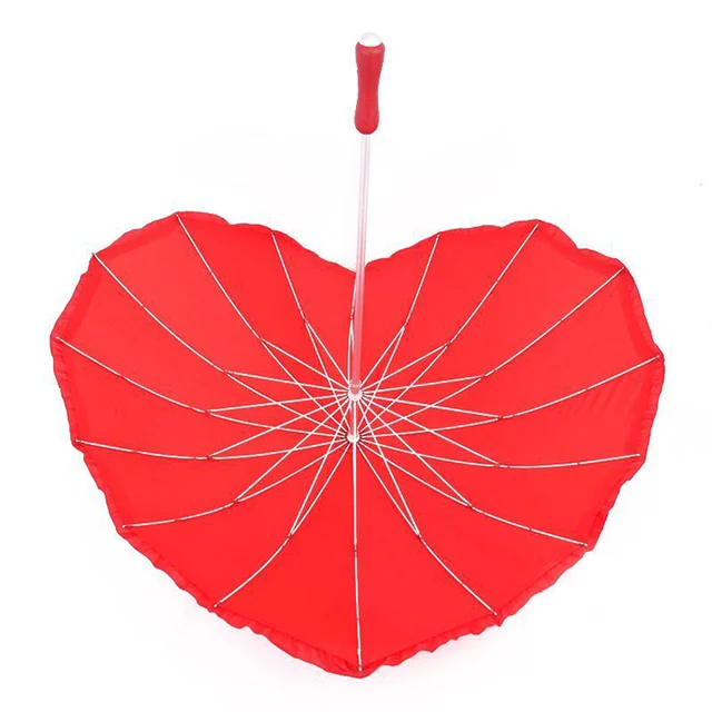 High quality wholesale unique heart-shaped wedding sunshade umbrellas for 16 ribs