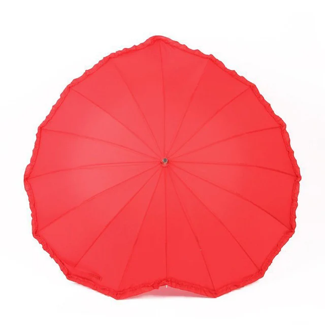 High quality wholesale unique heart-shaped wedding sunshade umbrellas for 16 ribs