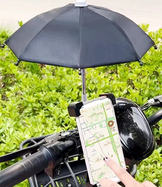 Outdoor cycling electric bike riding rain and sun protection mobile phone navigation bracket small umbrellas for 8 ribs