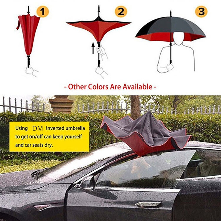 Windproof Reverse Folding Inside out upside down Double Layer Inverted Umbrella