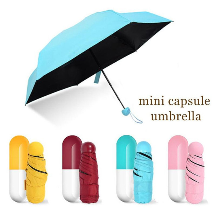 Quality Capsule Mini Pocket Umbrella Clear Windproof 5 Folding Umbrellas Women Compact Rain Umbrella