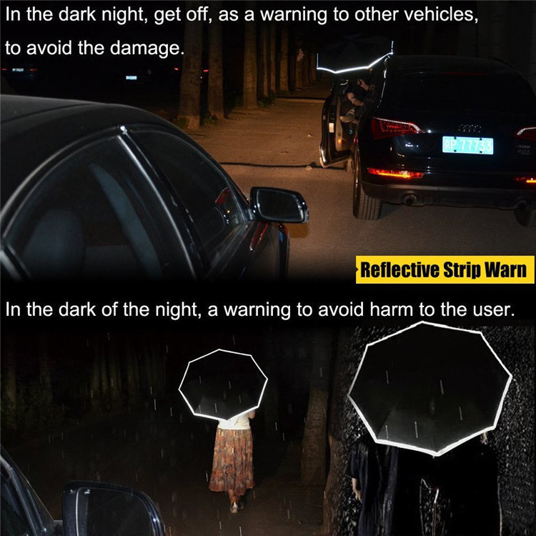 Custom outdoor led reverse umbrella with SOS light reflective reverse inverted car umbrella