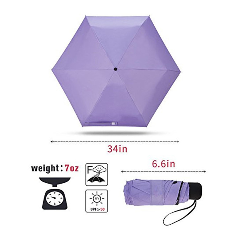 Mini Compact Sun Rain Travel Umbrella Lightweight Portable Outdoor fold Umbrella with 95% UV Resistant