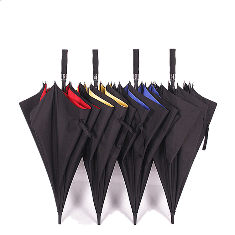 Double Canopy Large 60 inch Waterproof Windproof Fiberglass Automatic Open Stick Golf Umbrellas