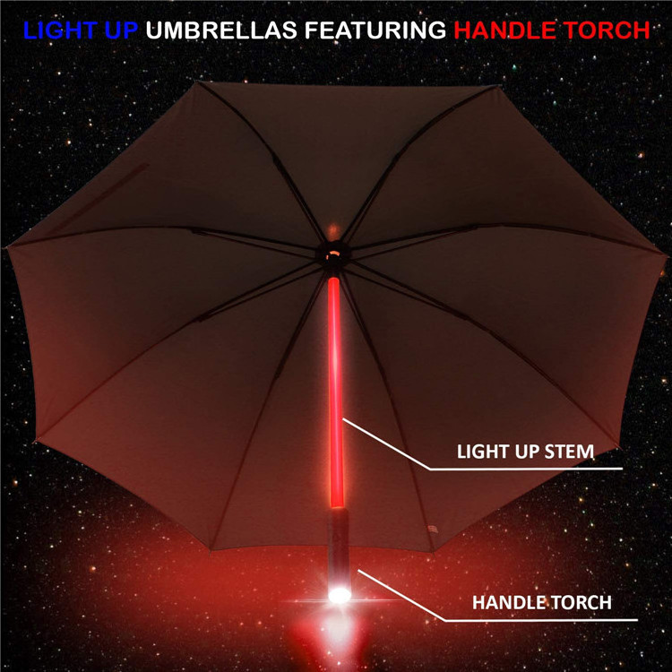 LED Laser Sword Light up Flashing Golf Umbrellas with 7 Color Changing Shaft