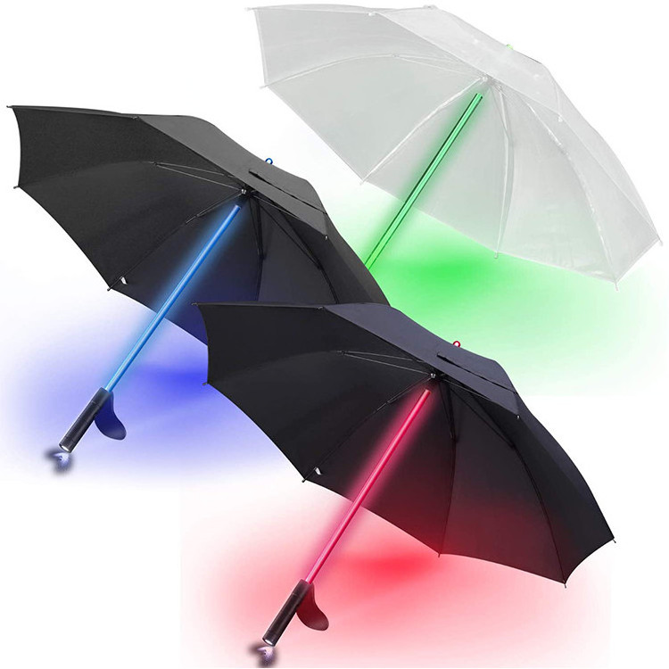 LED Laser Sword Light up Flashing Golf Umbrellas with 7 Color Changing Shaft