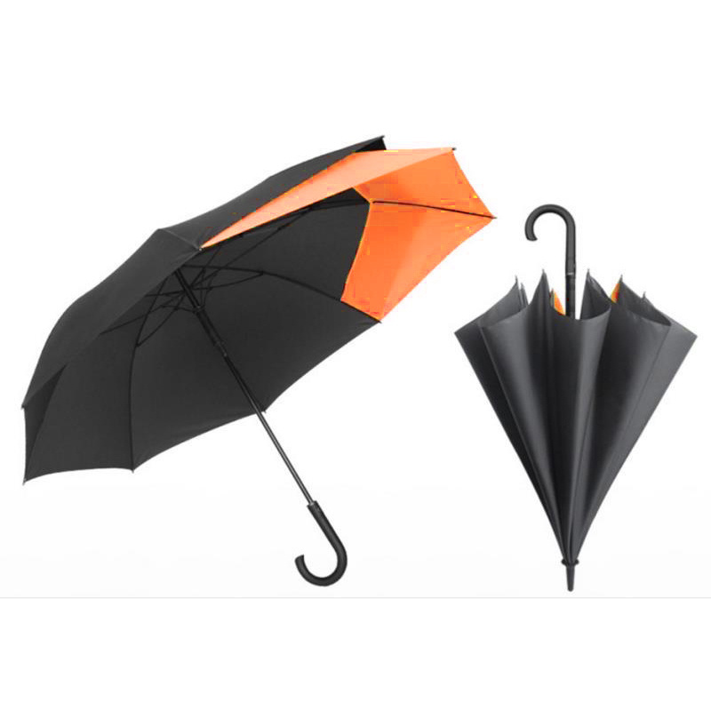 Unique two side extendable backpack golf long handle auto open straight expansible Promotional umbrella