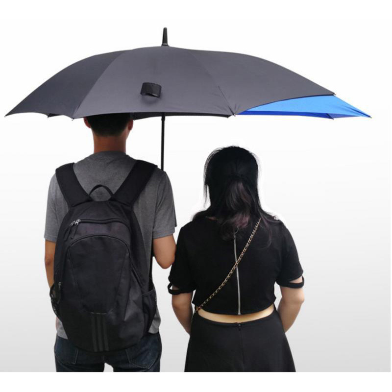 Unique two side extendable backpack golf long handle auto open straight expansible Promotional umbrella