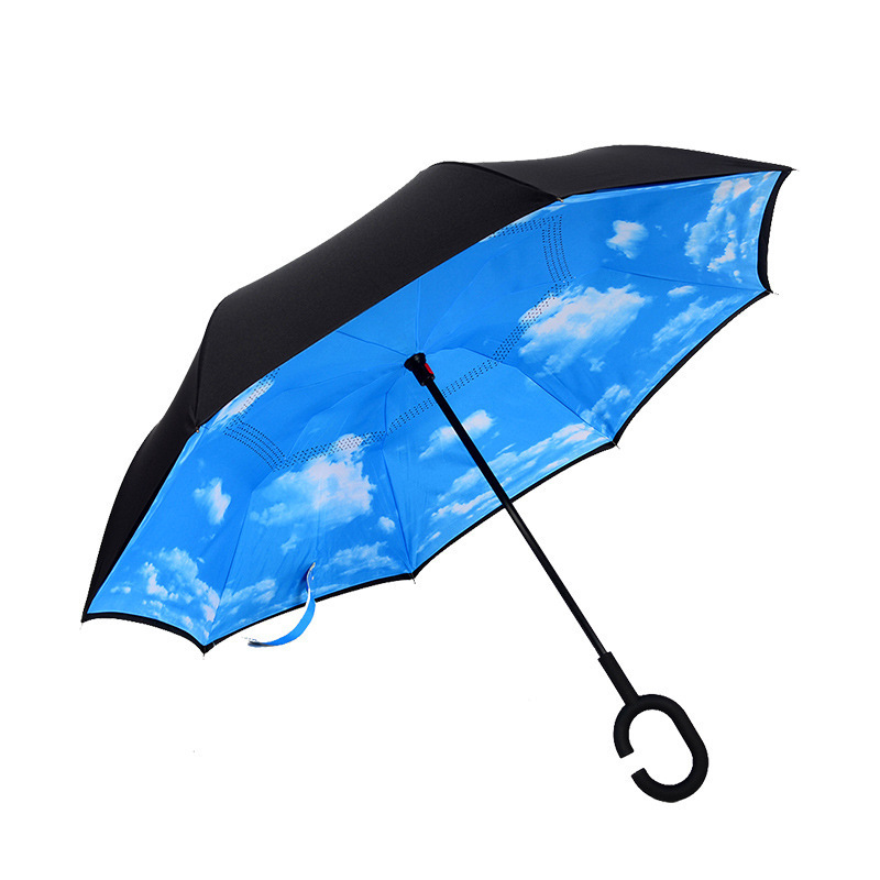 DMBRELLA Guarda Chuva Bule Sky Waterproof 2 layers Promotional Folding Inverted Reverse Umbrella