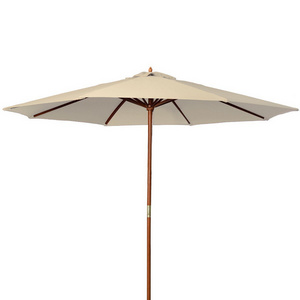 Luxury custom logo wooden pole beach umbrella patio outdoor advertising umbrella