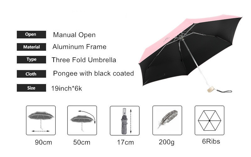 DMBRELLA Portable Folded Ultralow-light Sunblock UV Mini 5 Fold Umbrella UV Protection Mini Custom Umbrella