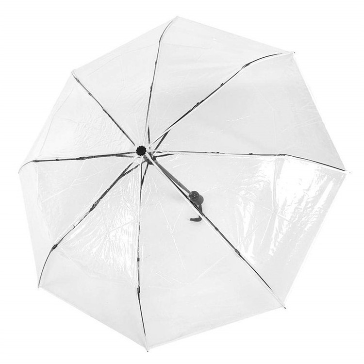 Good Quality Auto Open Close 3 Folding POE/PVC Clear Transparent Umbrella with Custom LOGO Printing