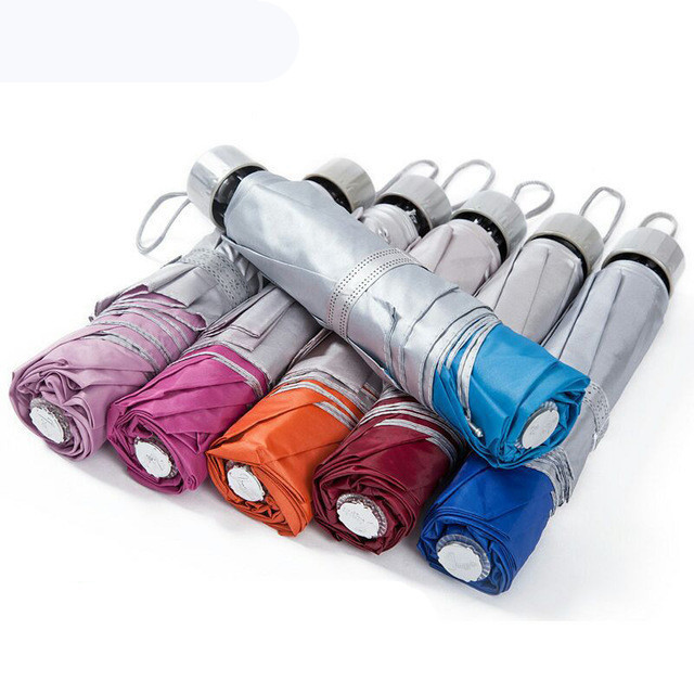 hot sell wholesale Cheap price buy bulk Sliver coated folding umbrellas with logo prints