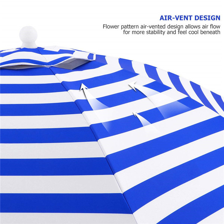 Portable UV Protection Sand Anchor Outdoor Parasol Beach Umbrella with Tilt Aluminum Pole