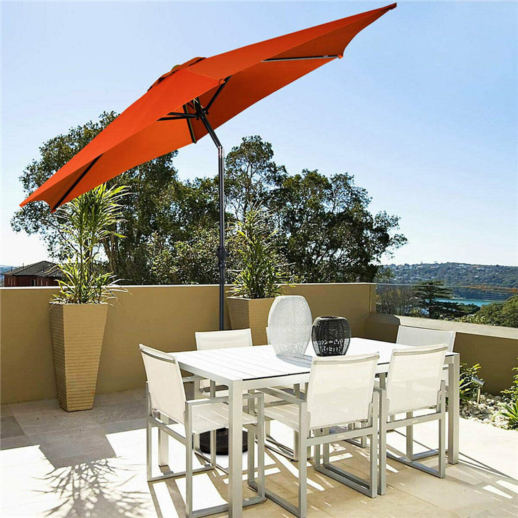 9ft Outdoor Market Table Push Button Tilt and Crank sombrilla 160g Polyester Sun Canopy Patio Umbrellas for Garden Beach Pool