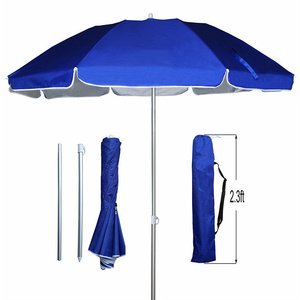 Hot Sell Two Folded Sun Outdoor Patio Beach Umbrella with Metal tilt Portable Silver Coating