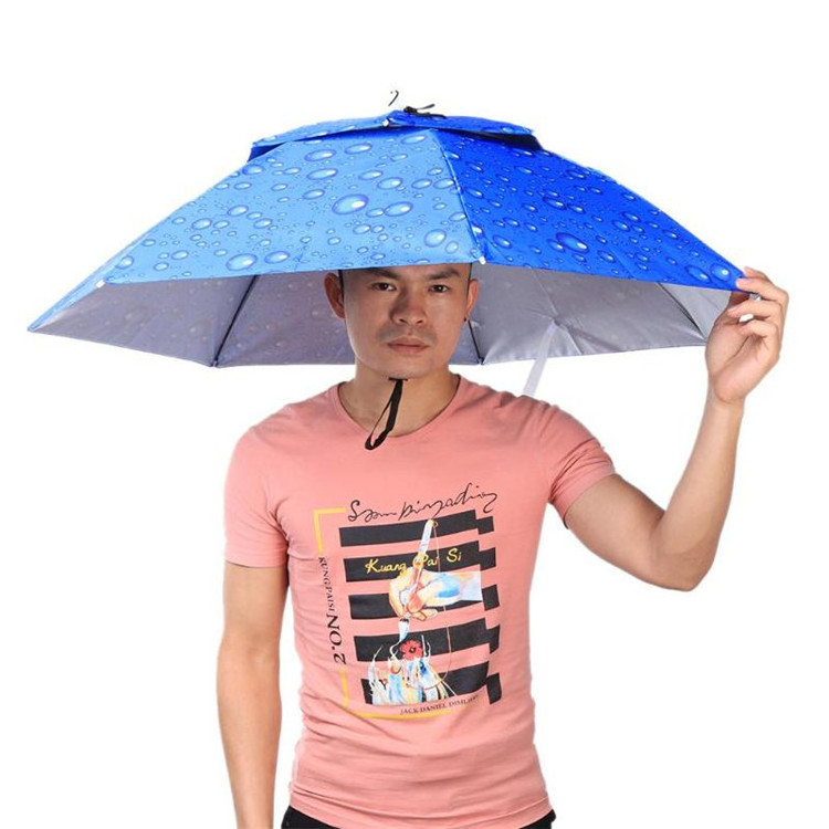 Windproof Headwear Umbrella for Fishing Hiking Beach Cap Head Hats Outdoor Camping Equipment Rain Gear Foldable Umbrellas