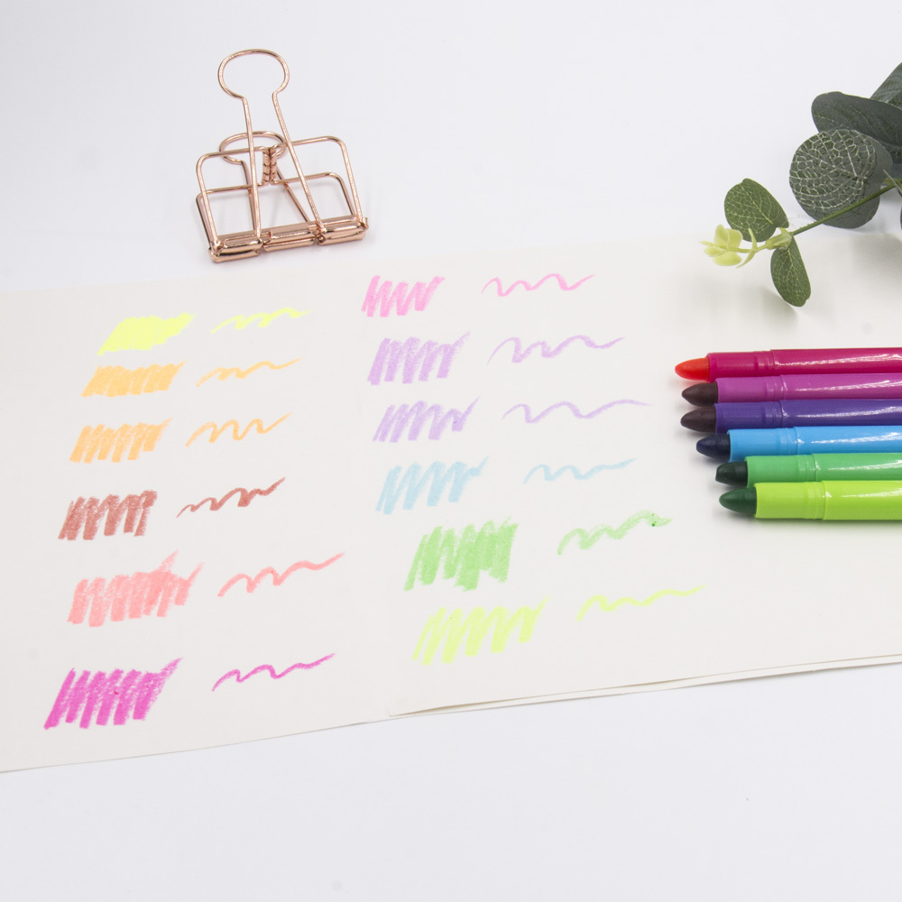 hot  sale 8 pcs Colorful  gel  highlighter pen silky crayon non toxic