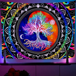 Trippy Glow In The Dark UV Reactive Black Light Blacklight Mushroom Tapestry Posters Wall Hanging for Backdrop Bedroom