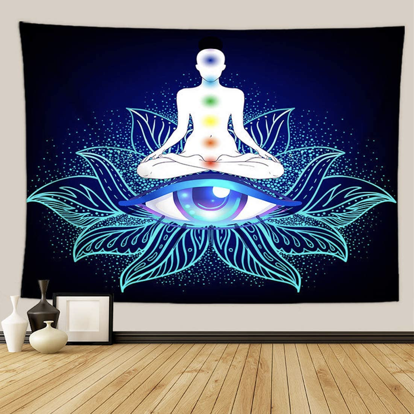 Indian Neasyth Seven Chakras Meditation Yoga Tapestry Decoration Psychedelic Mandala Floral Pattern Wall Hanging Hall Decor