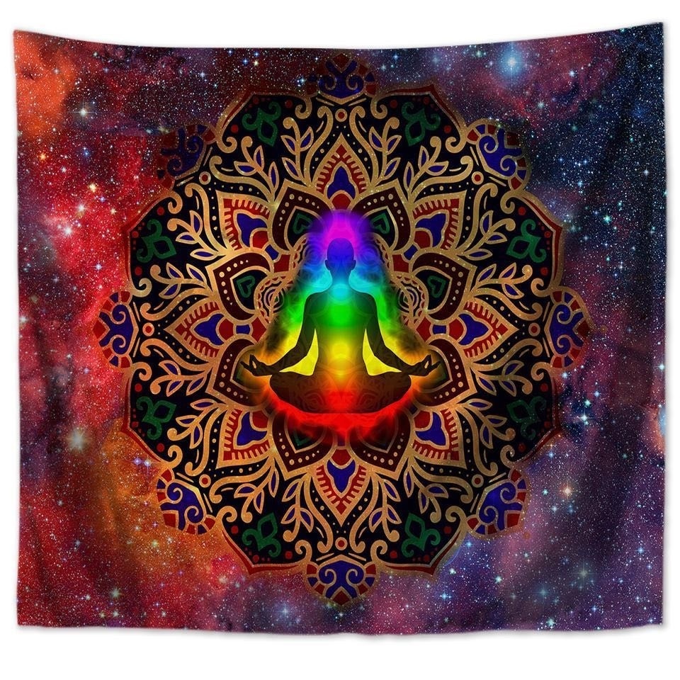 Indian Neasyth Seven Chakras Meditation Yoga Tapestry Decoration Psychedelic Mandala Floral Pattern Wall Hanging Hall Decor