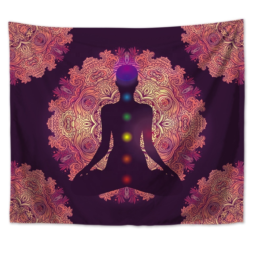 Indian Neasyth Seven Chakras Meditation Yoga Tapestry Decoration Psychedelic Mandala Floral Pattern Wall Hanging Hall Decor