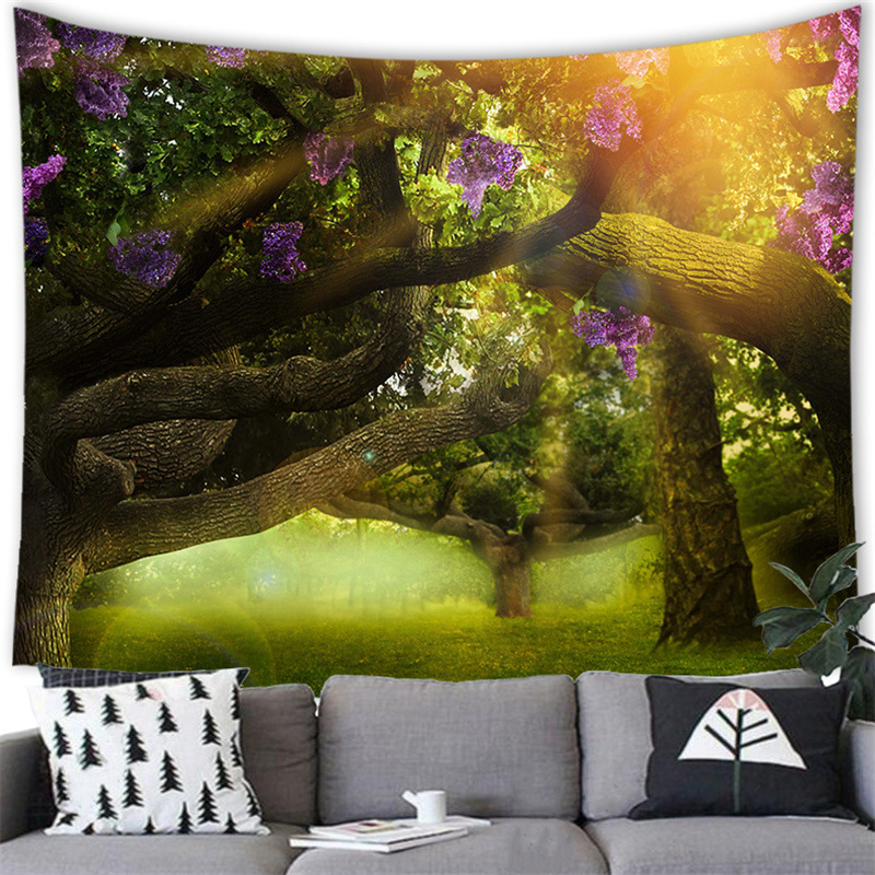 Psychedelic Stream Through Rainforest Jungle Creek  Nature Tree Cave Misty Forest Wall Tapestry