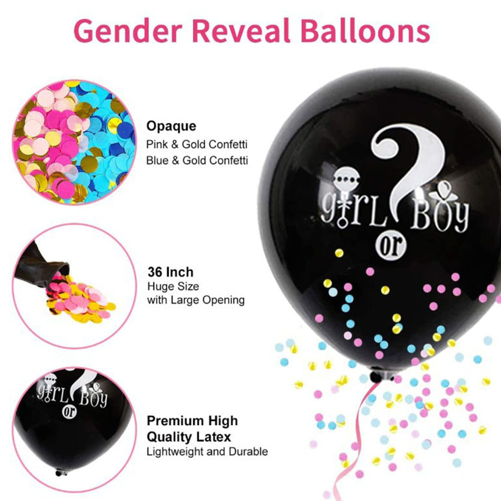 Baby Shower Boy or Girl Foil Balloons with Banner Cake Topper Baby Gender Reveal Balloon Birthday Party Set