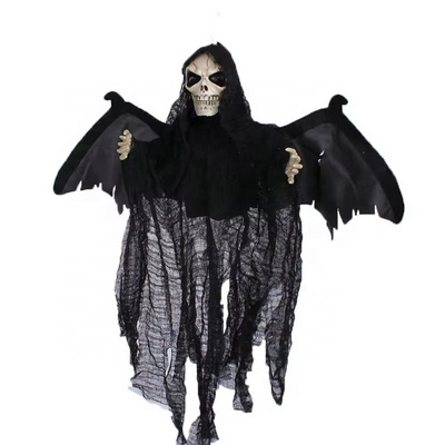 Halloween Light Up Screaming Ghosts with Wings Creepy Skeleton Ghosts Halloween Grim Reapers Props Indoor Outdoor Decor