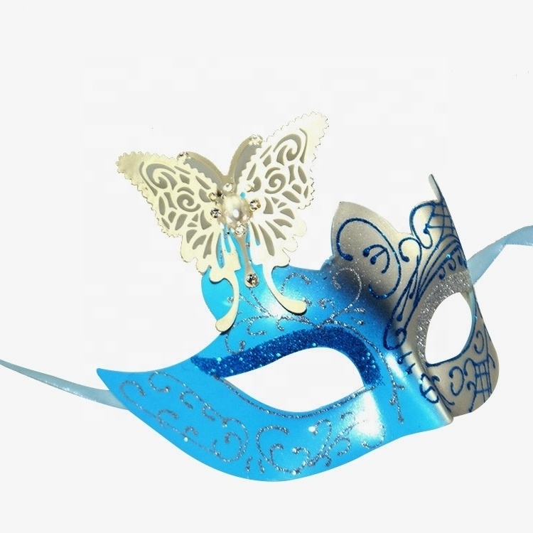 Shiny Venetian Butterfly Lady Masquerade Mask with Glitter Prom Costume Mask Carnival Evening Party Accessory