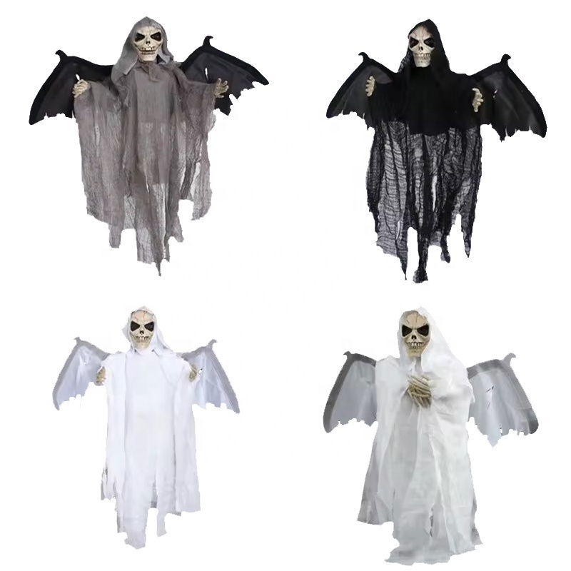 Halloween Light Up Screaming Ghosts with Wings Creepy Skeleton Ghosts Halloween Grim Reapers Props Indoor Outdoor Decor