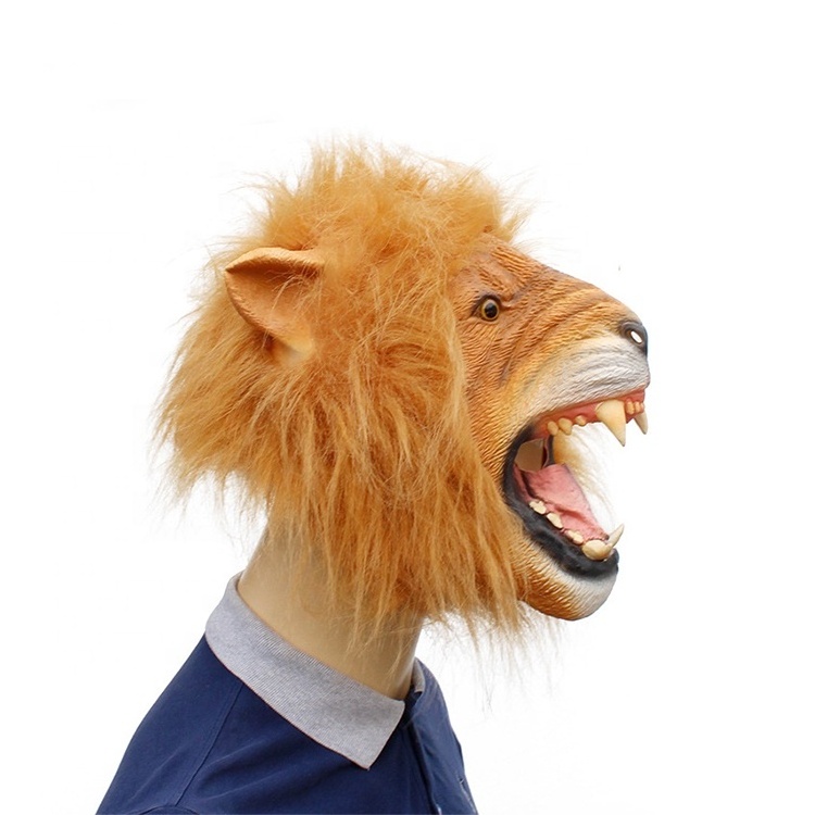 Wholesale Custom Animal Lion Full Head Cosplay Latex Party Masks Halloween Horror Lion Head Party Masks