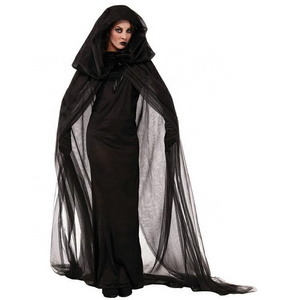 Halloween Vampire Witch Black Death Ghost Hooded Cloak Long Cosplay Dress Costume Party Props