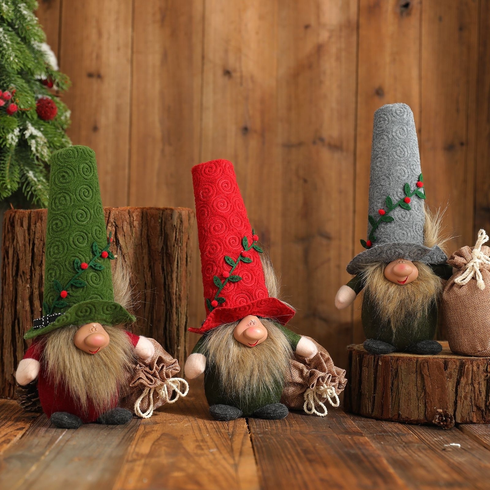 Christmas Gnomes Ornaments Doll Flower Hat Xmas Doll with Gift Bag Holiday Home Decoration New Year Navidad Gifts