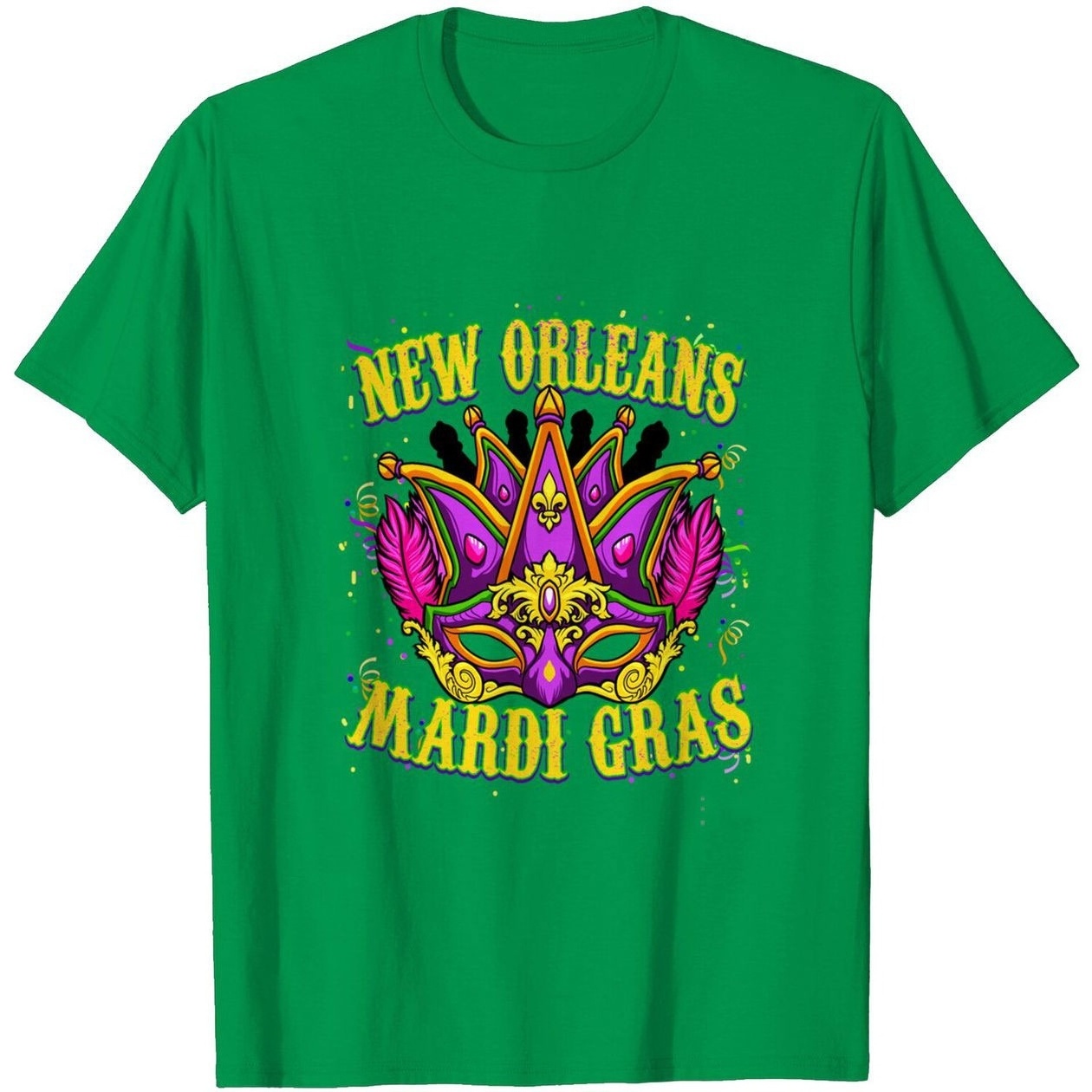 Custom Mardi Gras Feather Mask Printed Short Sleeve Carnival Mardi Gras Polyester T-shirt for Men Women