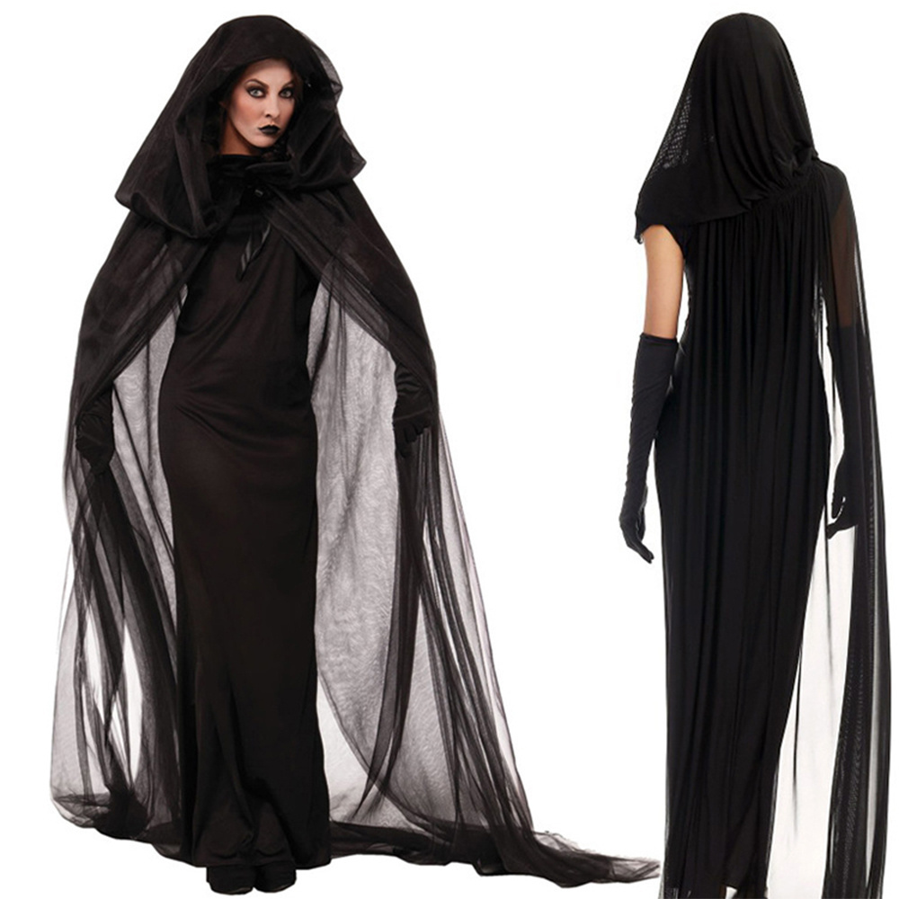 Wholesale medieval black deluxe witch dress Halloween party costume