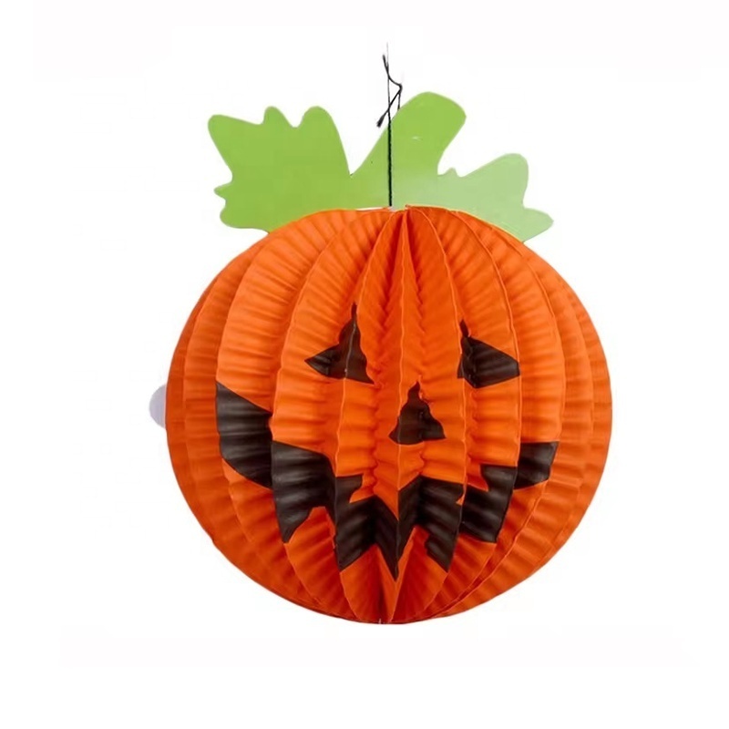 Halloween 3D Folding Hanging Paper Pumpkin Bat Lantern Home Porch Hanging Decor Halloween Festival Ornament