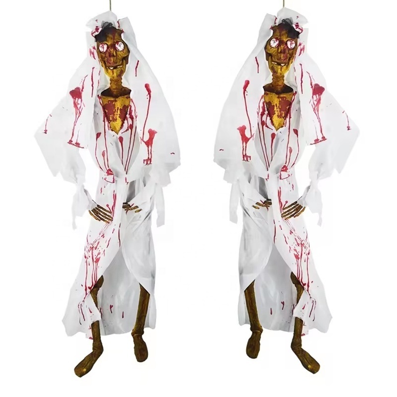 Realistic Mummy Screaming Ghost Halloween Hanging Ghost Props Scary Bloody Dry Body Home Halloween Outdoor Hanging Decor