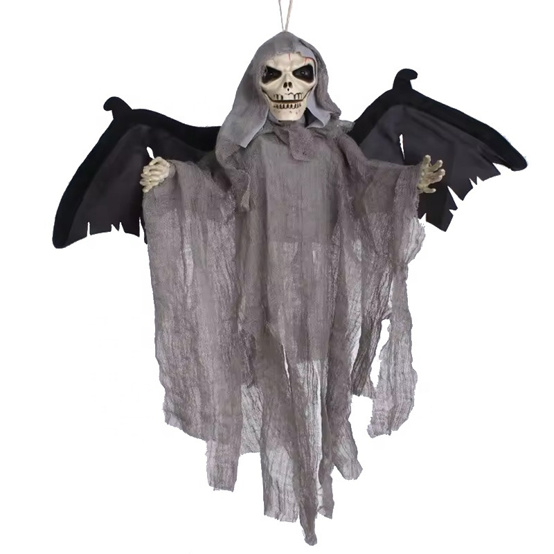 Halloween Light Up Screaming Ghosts with Wings Creepy Skeleton Ghosts Halloween Grim Reapers Props Indoor Outdoor Decor