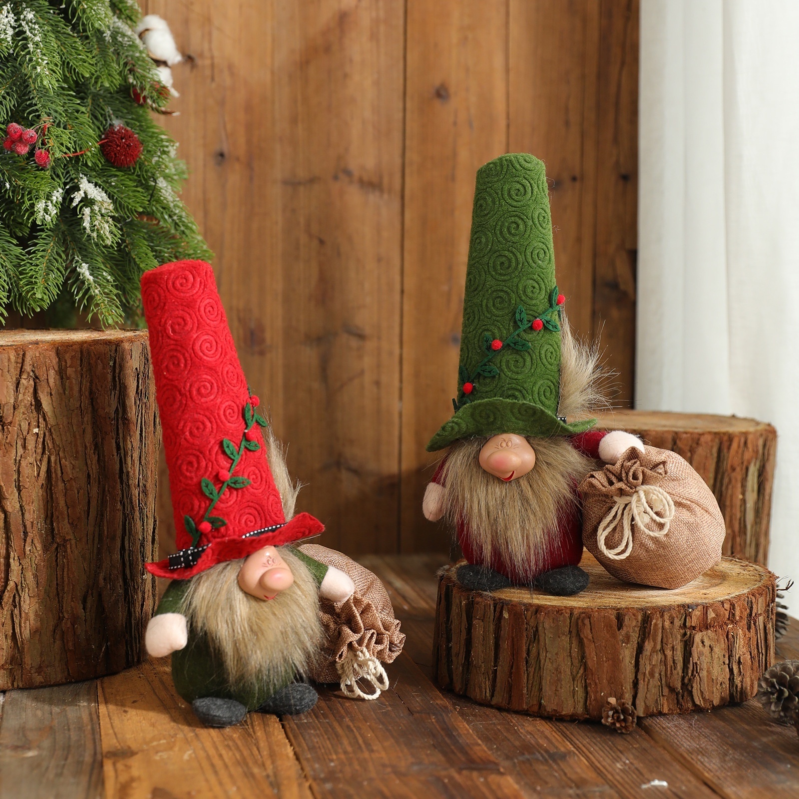 Christmas Gnomes Ornaments Doll Flower Hat Xmas Doll with Gift Bag Holiday Home Decoration New Year Navidad Gifts