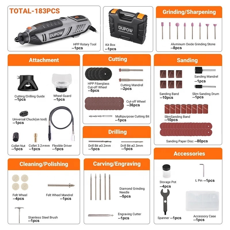 200W Mini Grinder Set Kit  Variable Speed  Electric Mini Rotary Tool